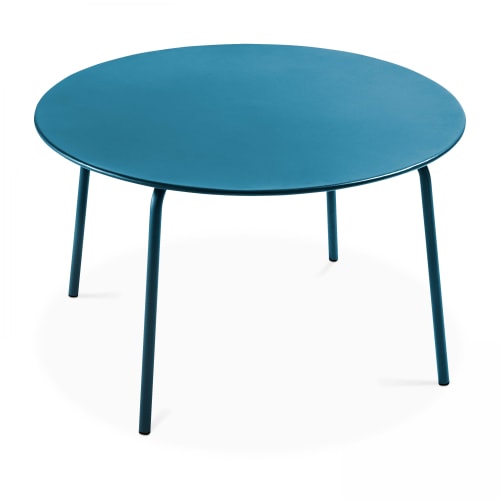 Meubles Tables à manger | Table ronde acier bleu pacific - EU28208
