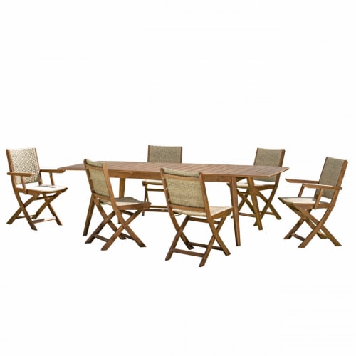 Jardin Ensemble table et chaises de jardin | Table de jardin et chaises en acacia 8/10 personnes - XE51617