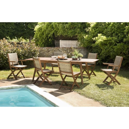 Jardin Ensemble table et chaises de jardin | Table de jardin et chaises en acacia 8/10 personnes - XE51617