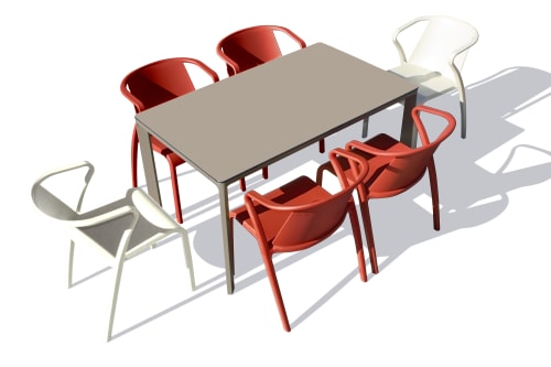 Jardin Ensemble table et chaises de jardin | Ensemble repas de jardin 6 places en aluminium laqué taupe - XO53058