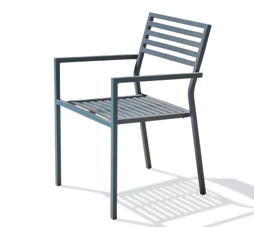 Jardin Fauteuils de jardin | Fauteuil de jardin aluminium empilable gris anthracite - JI15409