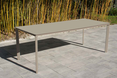 Jardin Tables de jardin | Table de jardin 8 places en aluminium laqué et peinture Epoxy taupe - LR85985