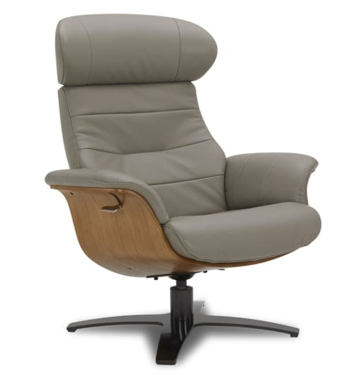 Canapés et fauteuils Fauteuils | Fauteuil en cuir et bois chêne naturel - YT99065