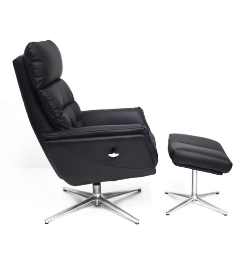 Canapés et fauteuils Fauteuils | Fauteuil relax avec pouf base étoile aluminium - KE02299