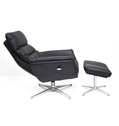 Canapés et fauteuils Fauteuils | Fauteuil relax avec pouf base étoile aluminium - KE02299