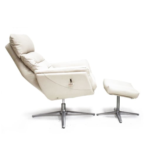 Canapés et fauteuils Fauteuils | Fauteuil relax avec pouf base étoile aluminium - AV59246