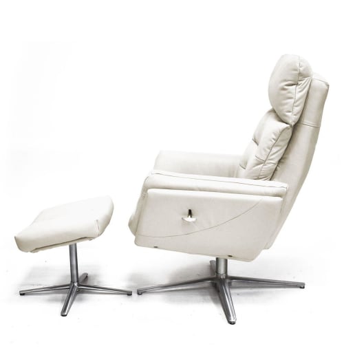 Canapés et fauteuils Fauteuils | Fauteuil relax avec pouf base étoile aluminium - AV59246