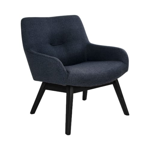 Canapés et fauteuils Fauteuils | Fauteuil en tissu et pieds en bois noir gris foncé - CN72017