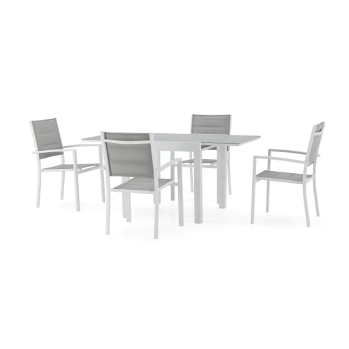 Jardin Ensemble table et chaises de jardin | Table de jardin en aluminium blanc 4 personnes - SM13937