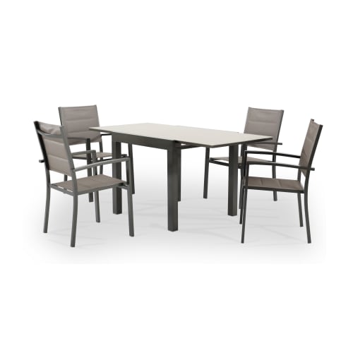 Jardin Ensemble table et chaises de jardin | Table de jardin en aluminium marron 4 personnes - MZ04167