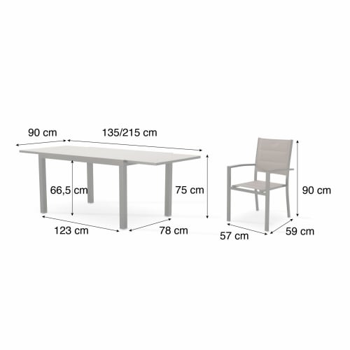 Jardin Ensemble table et chaises de jardin | Table de jardin en aluminium marron 6 personnes - QQ04923