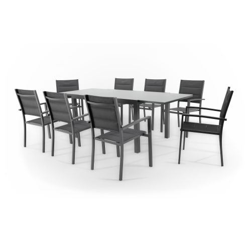 Jardin Ensemble table et chaises de jardin | Table de jardin en aluminium gris anthracite 8 personnes - KT01677