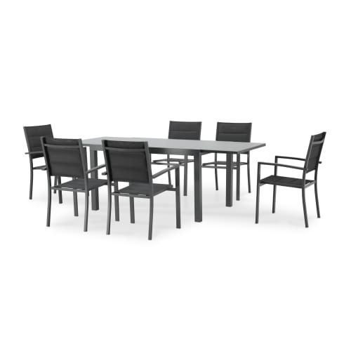 Jardin Ensemble table et chaises de jardin | Table de jardin en aluminium gris anthracite 6 personnes - BZ32223