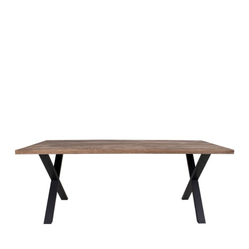 Meubles Tables à manger | Table à manger en bois foncé et métal - VR84085