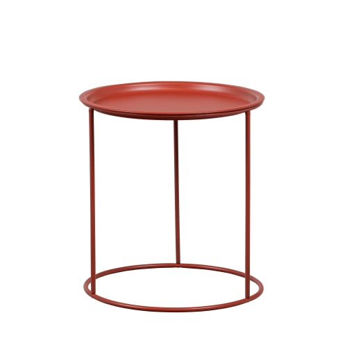 Meubles Tables basses | Table basse plateau amovible métal rouge brique - BO93046