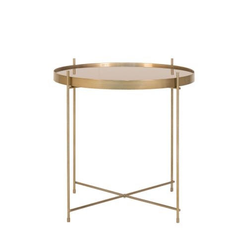 Meubles Tables basses | Table basse en verre et métal D48xh48cm laiton - TV31623
