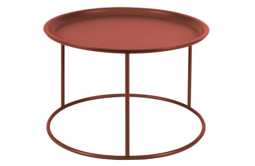 Meubles Tables basses | Table basse plateau amovible métal L rouge brique - CD41454