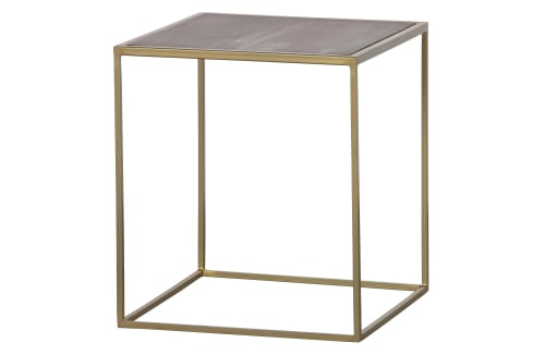 Meubles Tables basses | 2 tables basses gigognes carrées en métal et bois laiton - ZI45861