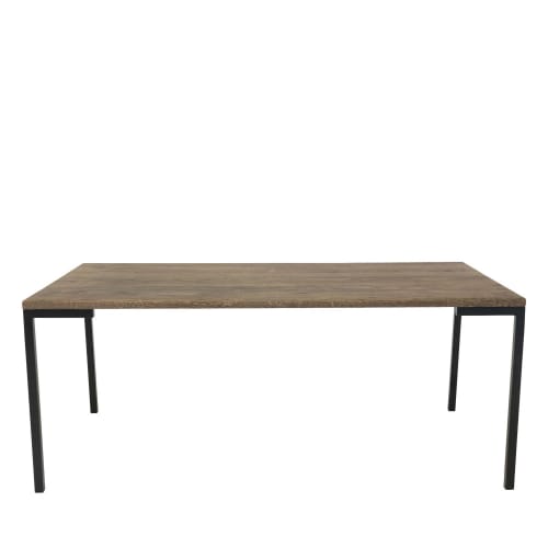 Meubles Tables basses | Table basse en bois et métal 110x60cm bois foncé  et  noir - ZP99556