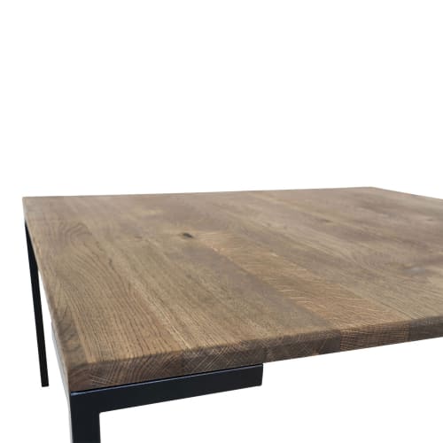 Meubles Tables basses | Table basse en bois et métal 110x60cm bois foncé  et  noir - ZP99556