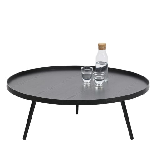 Meubles Tables basses | Table basse ronde en bois H36xD100cm noir - PU12181