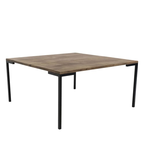 Meubles Tables basses | Table basse en bois et métal 90x90cm bois foncé  et  noir - LV09355