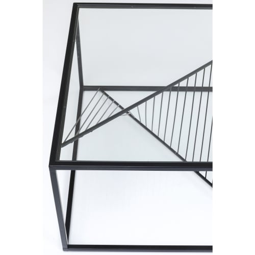 Meubles Tables basses | Table basse carrée en verre et acier - DM75864