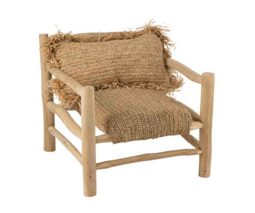 Canapés et fauteuils Fauteuils | Fauteuil lounge en teck naturel avec coussin rembourré - WH64695