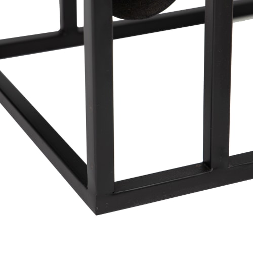 Muebles Mesas auxiliares | Mesa auxiliar de metal y mármol con revistero de cuero negra - GU75390
