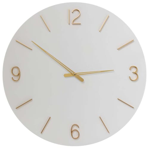 Déco Horloges murales et horloges à poser | Horloge murale blanche et dorée D60 - QF77050