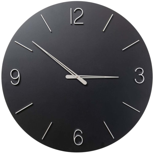 Déco Horloges murales et horloges à poser | Horloge murale noire et argentée D60 - EJ05523
