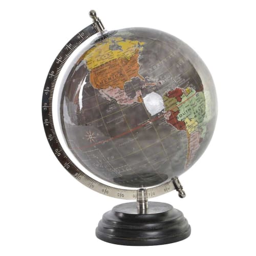 Déco Globes | Décoration globe terrestre gris H29cm - JG88303