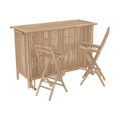 Bar a sedie da bar da giardino in bambù (set di 2) VADELLA