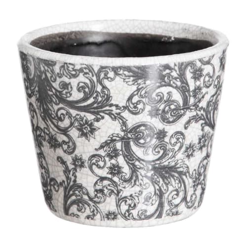 Déco Jarres et cache-pots | Petit cache-pot blanc en céramique vieillie D14cm - ZB70627