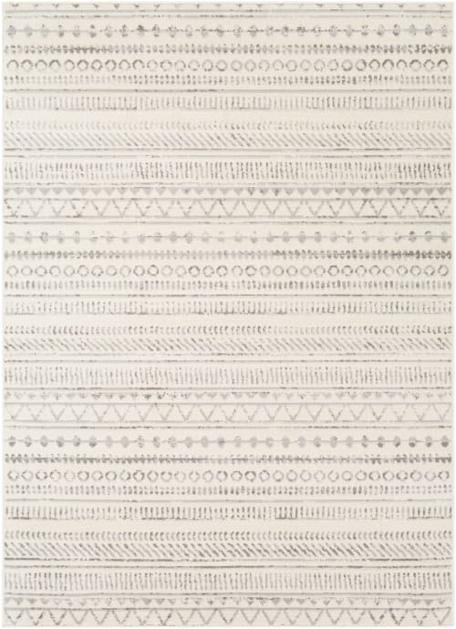 Tapis Géométrique, Gris et Blanc Cassé - 152x213cm | Maisons du Monde