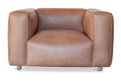 Canapés et fauteuils Fauteuils | Fauteuil en cuir pleine fleur marron - XF07558