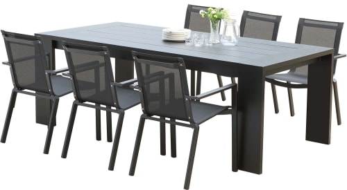Jardin Ensemble table et chaises de jardin | Salon de jardin en aluminium gris ibiza 6 personnes - ZY54390