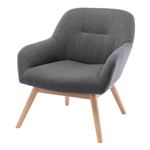 Canapés et fauteuils Fauteuils | Fauteuil tissu gris pieds bois - HV82042