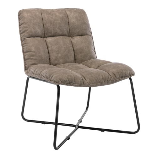 Canapés et fauteuils Fauteuils | Fauteuil vintage marron clair pieds métal noir - LA67314