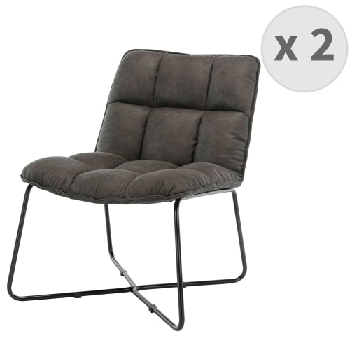 Canapés et fauteuils Fauteuils | Fauteuil vintage marron foncé pieds métal noir(x2) - GD58102