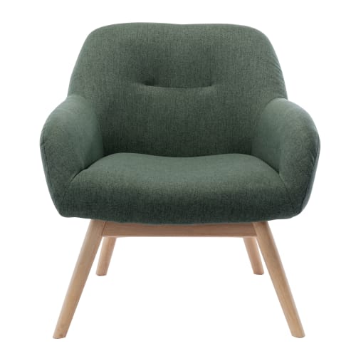 Canapés et fauteuils Fauteuils | Fauteuil tissu vert forêt pieds bois - NQ18282