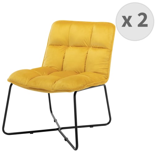 Canapés et fauteuils Fauteuils | Fauteuil design velours curry pieds métal noir(x2) - DN46172
