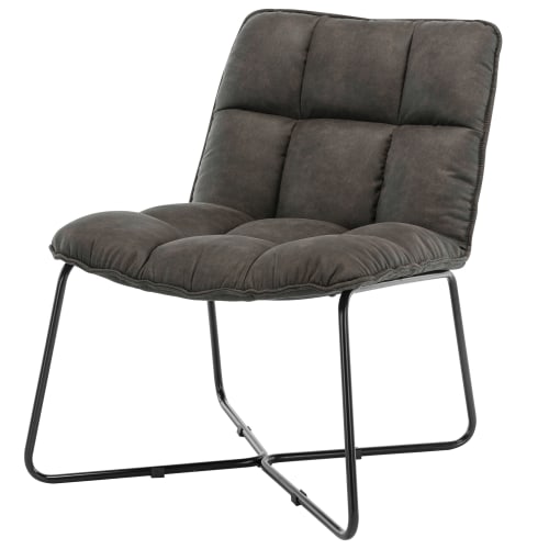 Canapés et fauteuils Fauteuils | Fauteuil vintage marron foncé pieds métal noir - MP38207