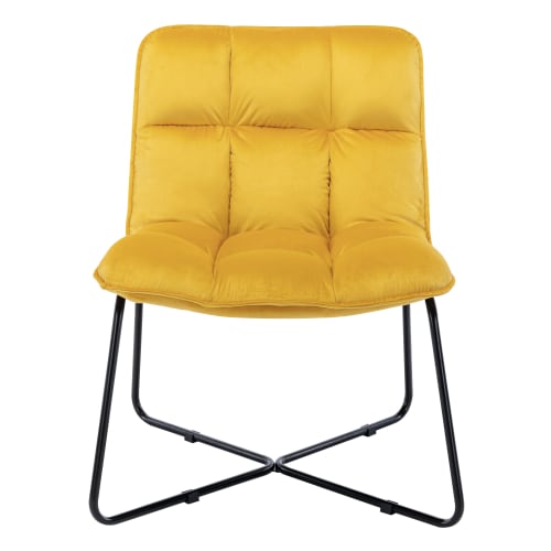 Canapés et fauteuils Fauteuils | Fauteuil design velours curry pieds métal noir - LF76979