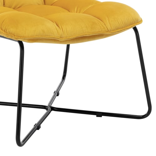 Canapés et fauteuils Fauteuils | Fauteuil design velours curry pieds métal noir - LF76979