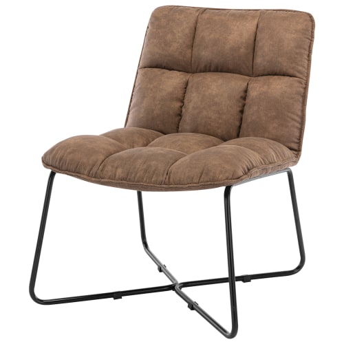 Canapés et fauteuils Fauteuils | Fauteuil vintage marron pieds métal noir - PT01202