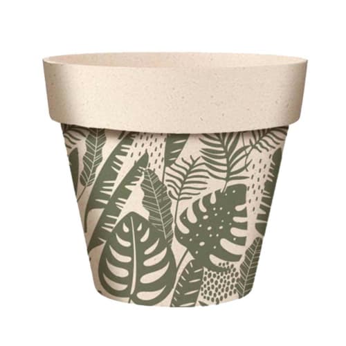Déco Jarres et cache-pots | Cache pot en bambou feuilles tropicales D17cm - VZ99869