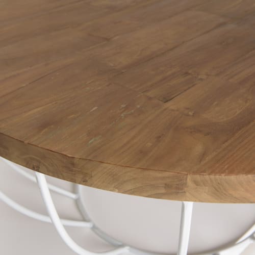 Meubles Tables basses | Table basse coque en teck recycl‚ m‚tal blanc L80 - UR72990