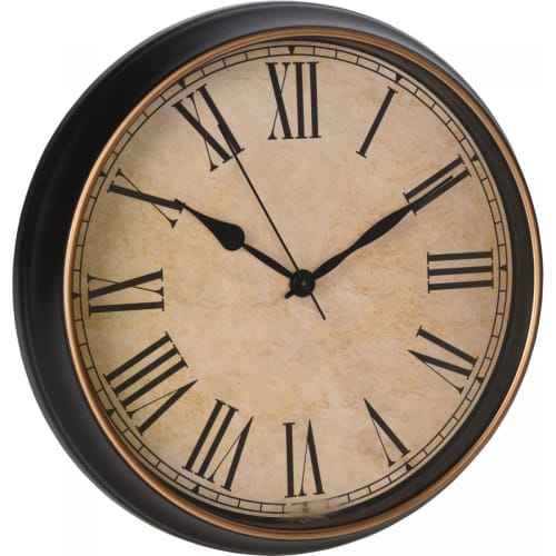 Déco Horloges murales et horloges à poser | Horloge murale ronde noir et doré D35x5cm - DE89241