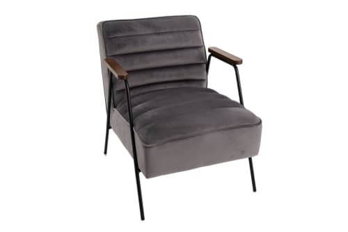 Canapés et fauteuils Fauteuils | Fauteuil relax en velours et métal noir - HH98126
